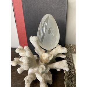 Vintage Etched Glass Egg Frosted Glass